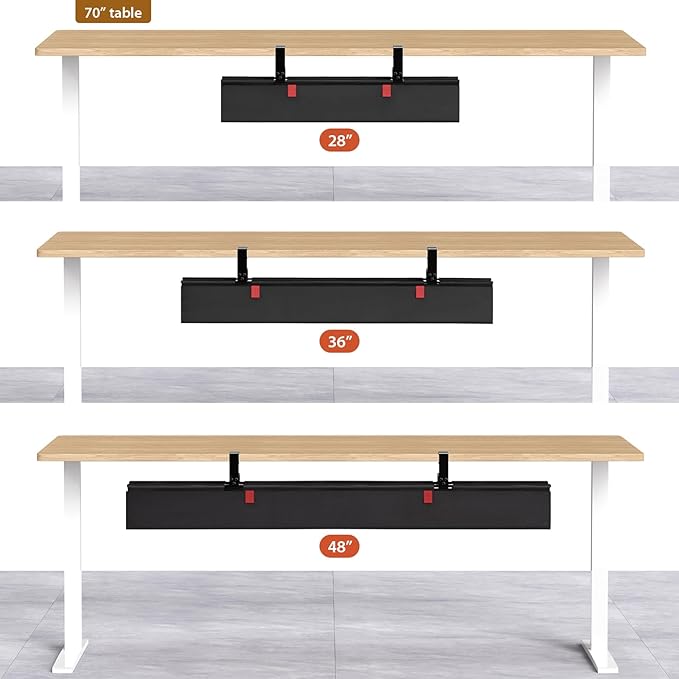 Univivi Under Desk Cable Management Tray - 28" No Drill, Fabric (2-Pack)