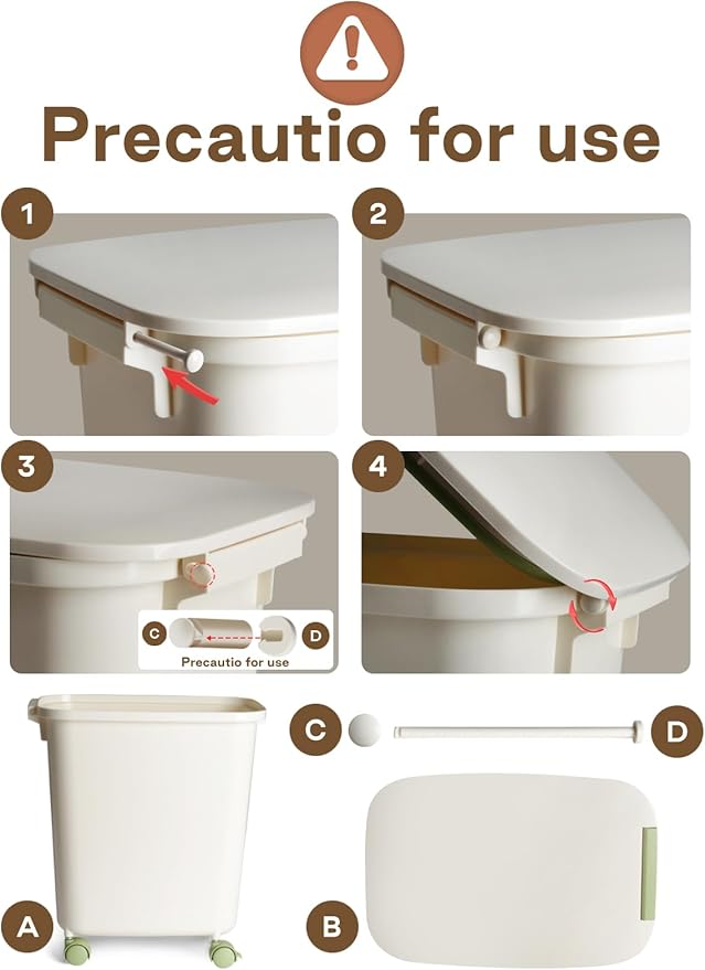 LivLab Mker Large Rice Storage Container 30-40 lbs, Airtight Dry Food Storage Bin with Lids, Great for Pet/Cat/Dog Food Storage Dispenser 25 lbs, Detachable wheels, Easy Mobility, BPA Free, Green