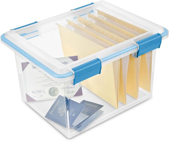 Sterilite 8-Pack Gasket Box, Weather-Resistant Storage Bins with Latching Lids, 32 Quart - Heavy-Duty Organizing Containers for Closet, Bathroom, and Office