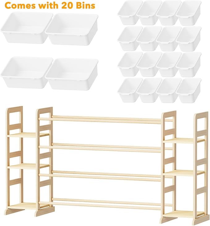 SpaceAid Toy Storage Organizer with 6 Shelves and 20 Bins, Toy Organizers Storage Bookshelf, Kids Bin Shelf Toys Box Bookcase for Bedroom Playroom Organization Room Decor, White