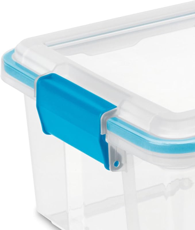 Sterilite 6-Pack Gasket Box, Weather-Resistant Storage Bins with Latching Lids, 12 Quart - Heavy-Duty Organizing Containers for Closet, Bathroom, and Office