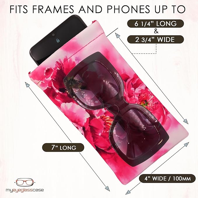 Women Glasses Case, Hard Shell Eyeglass Holder, Protective with lip for easy openning with drawstring pouch and cloth