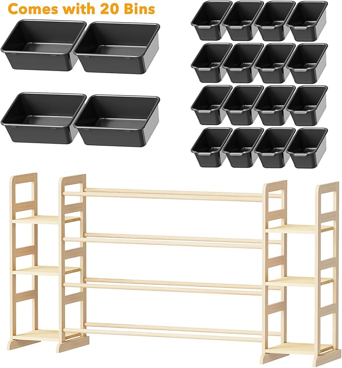 SpaceAid Toy Storage Organizer with 6 Shelves and 20 Bins, Toy Organizers Storage Bookshelf, Kids Bin Shelf Toys Box Bookcase for Bedroom Playroom Organization Room Decor, True Black