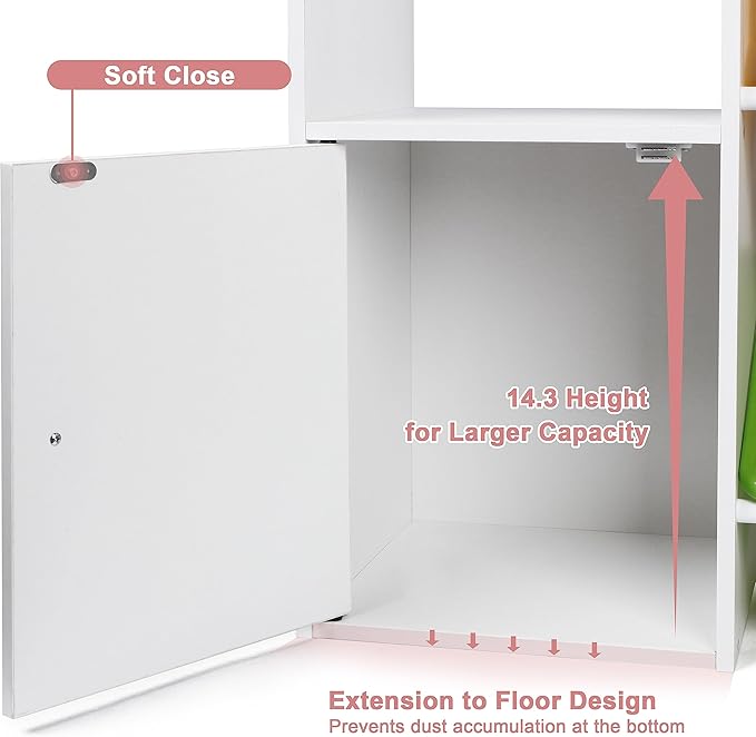 Xilingol Kids Toy Storage Organizer, 4-Tier Toy Organizers W/8 Removable Storage Bins, Kid Bookshelf and Toy Storage for Study Room, Bedroom, Kids Room, Classroom, Nursery