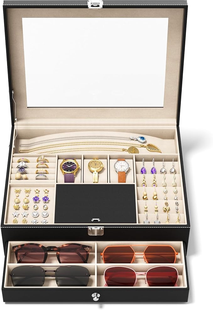 NEWLOOP 20 Slots Sunglass Organizer for Women Men Multiple Pairs of Sunglasses Storage Box See-Through Display Show Case