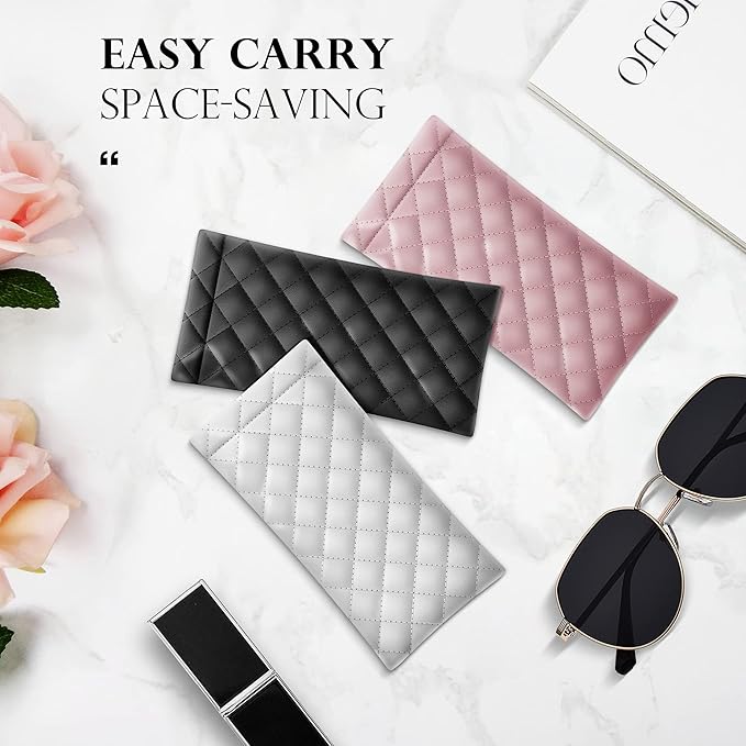 COMF-PRO Squeeze Top Sunglass Pouch - Portable Sunglass Organizer Pouch Bags Soft PU Leather Glasses 2 Pack