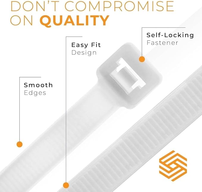 GTSE 8 Inch Yellow Zip Ties, 1,000 Bulk Pack, 18lb Strength, UV Resistant Small Nylon Cable Ties, Self-Locking 8" Tie Wraps