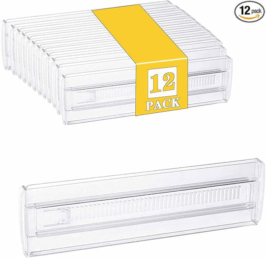 12 Pcs Drawer Dividers for Clothes, 3.15" High 11.34"-19.69" Adjustable Expandable Dresser Drawer Organizer, Clear Plastic Separators for Dresser, Baby Clothing, Underwear, Cosmetic