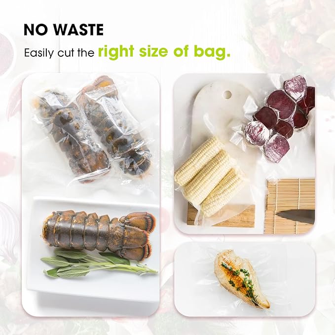 11" x 75' and 8" x 75' Vacuum Sealer Bags Rolls for Food Saver, with Cutter Dispenser, Commercial Grade Vacuum Sealer Rolls for Custom Sizing, BPA-Free, Ideal for Sous Vide Cooking, Meal Prep