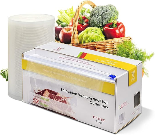 11" x 150' Vacuum Sealer Bags Rolls for Food Saver, with Cutter Dispenser, Commercial Grade Vacuum Sealer Rolls for Custom Sizing, BPA-Free, Ideal for Sous Vide Cooking, Meal Prep and Storage