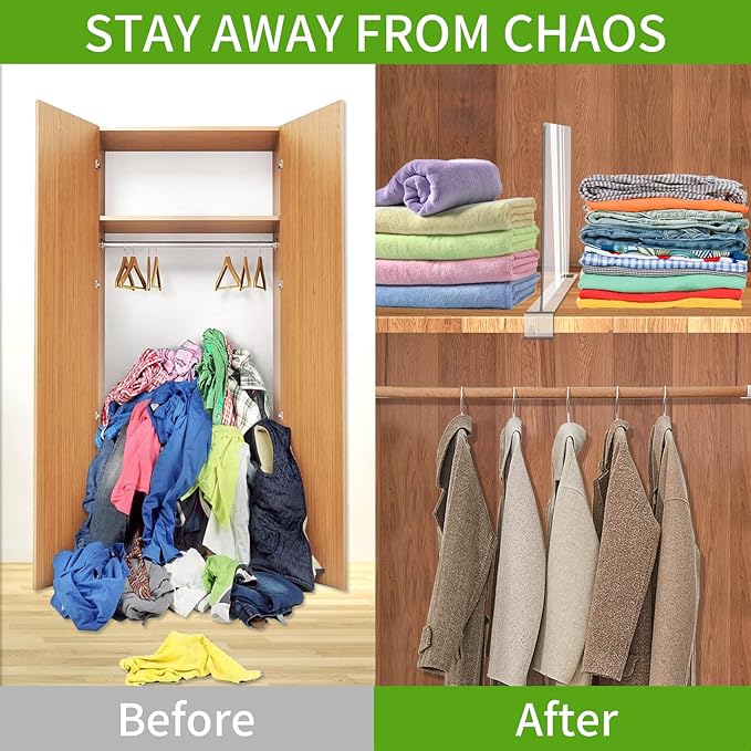 12 Pack Acrylic Shelf Dividers, Clear Shelf Divider for Closet Organization, Closet Shelf Separators for Clothes/Purses, Wood Shelves Organizers in Bedroom, Kitchen, Office, Cabinets, Bathroom Storage