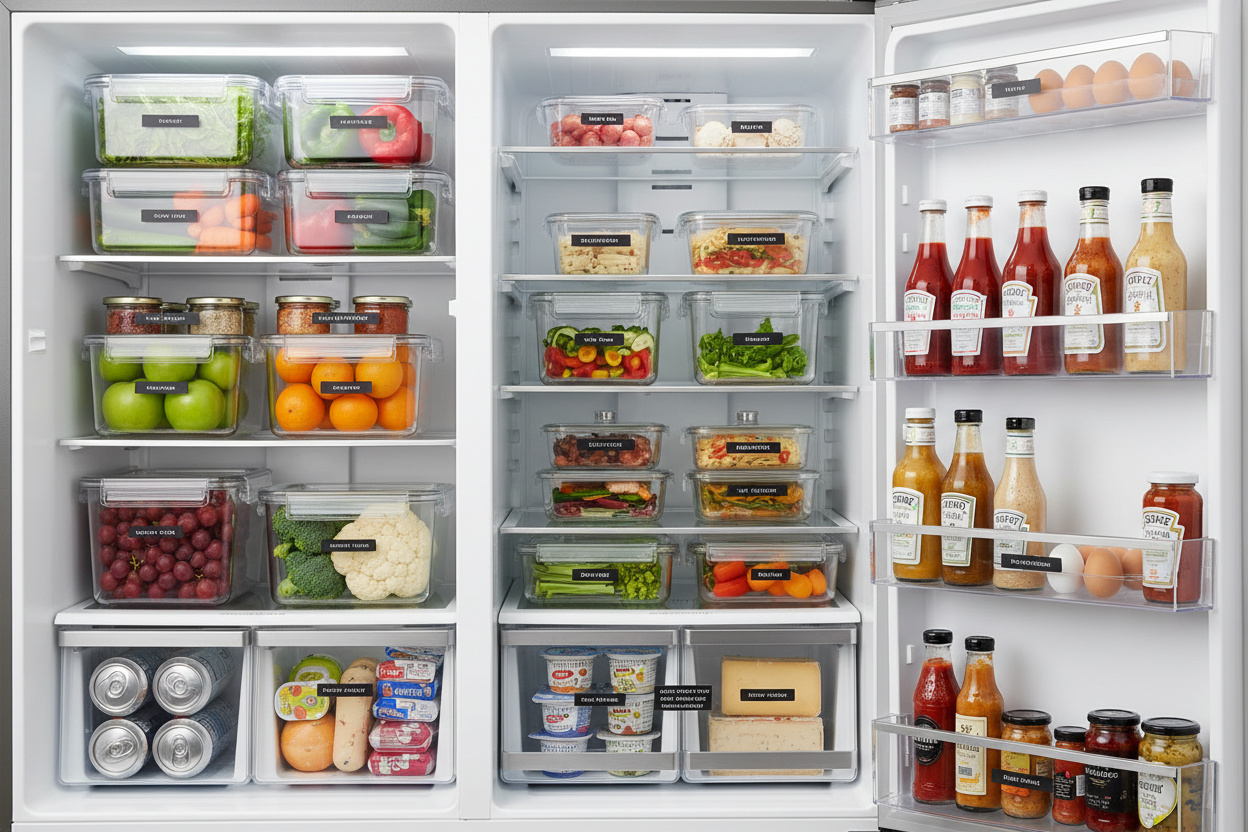 좀 더 디테일 하게 냉장고 수납 용품을 이용해서